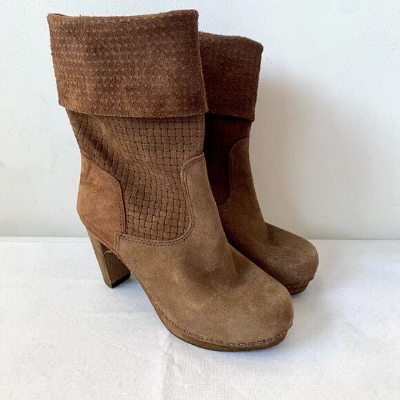 Sanita Lola Mae Brown Suede Leather Danish Clog Heeled Boots EU 37 US 6.5 7 - Picture 2 of 12